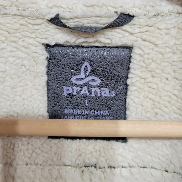 Prana Esme Faux Suede Shearling Trucker Gray Jacket Coat Large - Picture 8 of 8